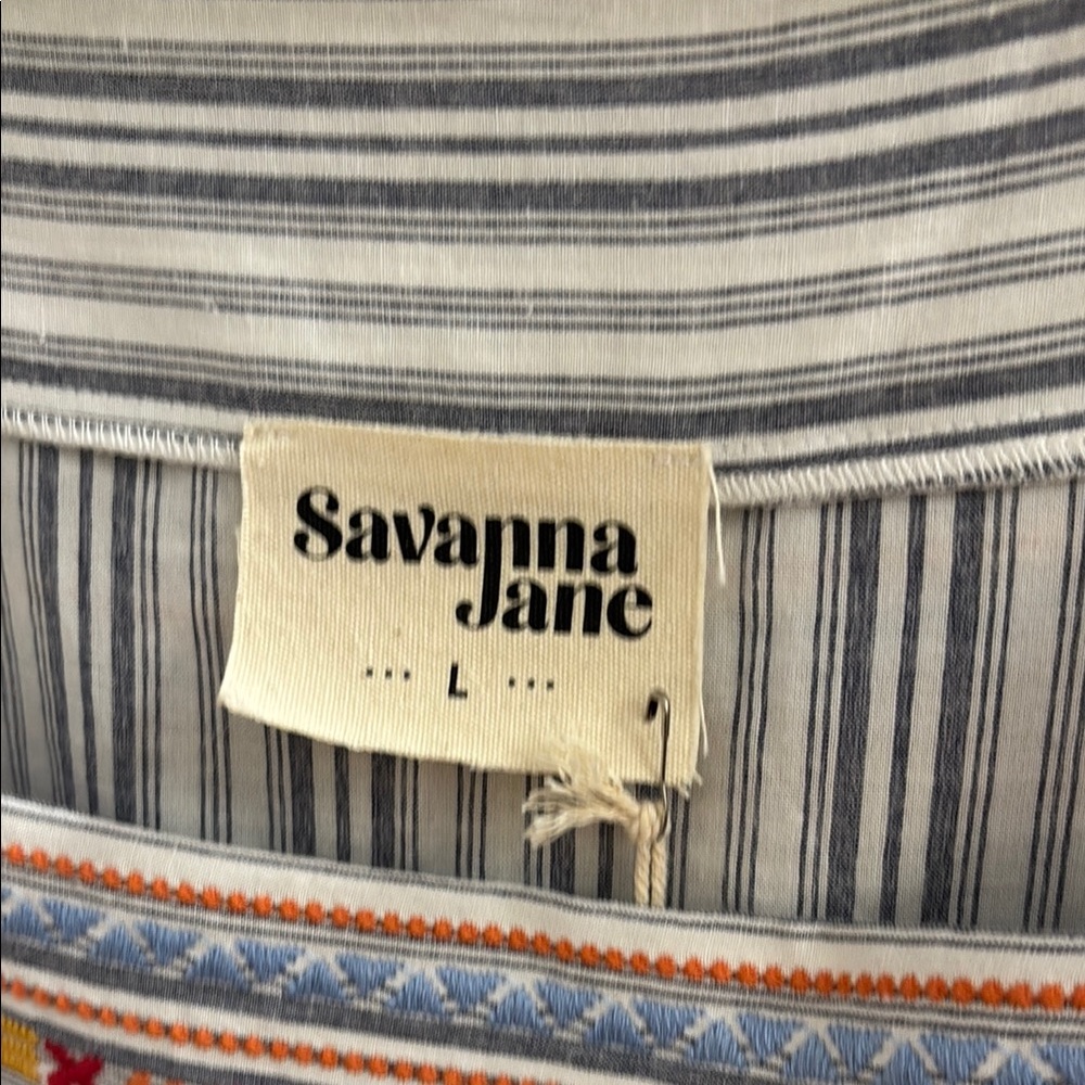 ☀️Striped Embroidered Top - Multicolor - Picture 2 of 4